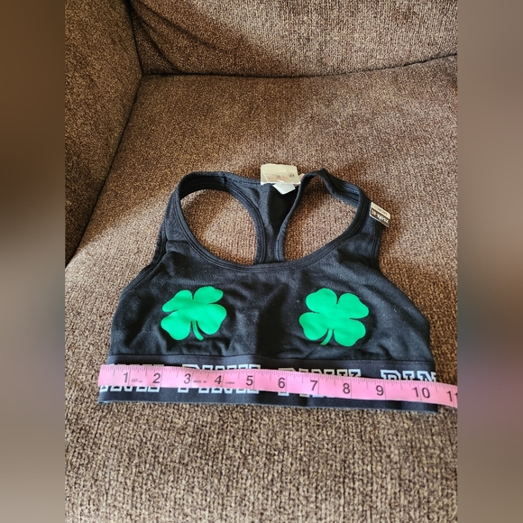 Victorias Secret Pink Black Sports Bra with Green Shamrocks XS NWT - Picture 7 of 7